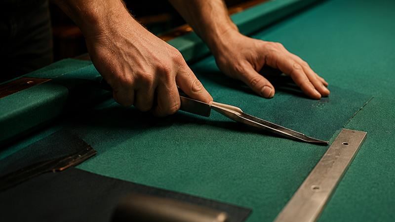 Re-felting a pool table